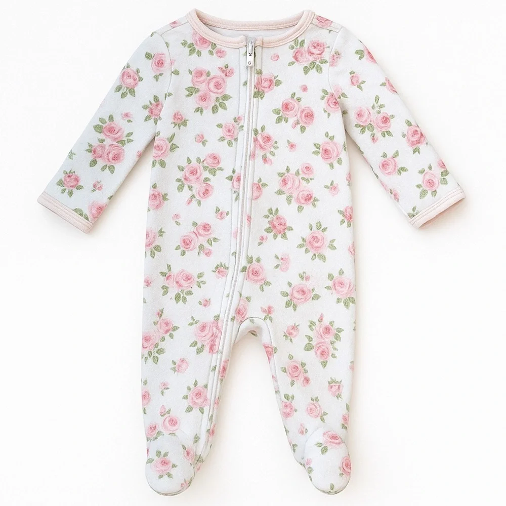 Laura Ashley Floral Footed Baby Sleeper With Zipper